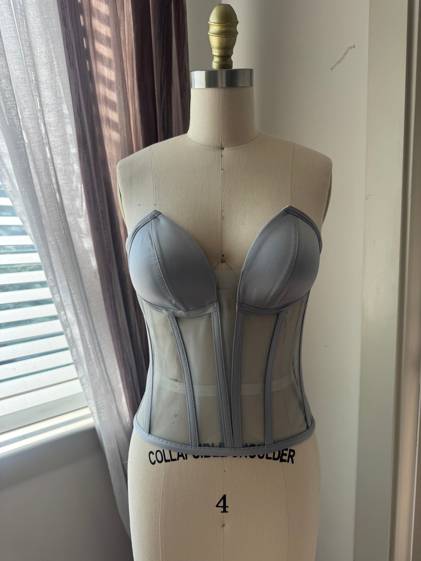 “Silver-Grey" Deep V Transparent Style Corset