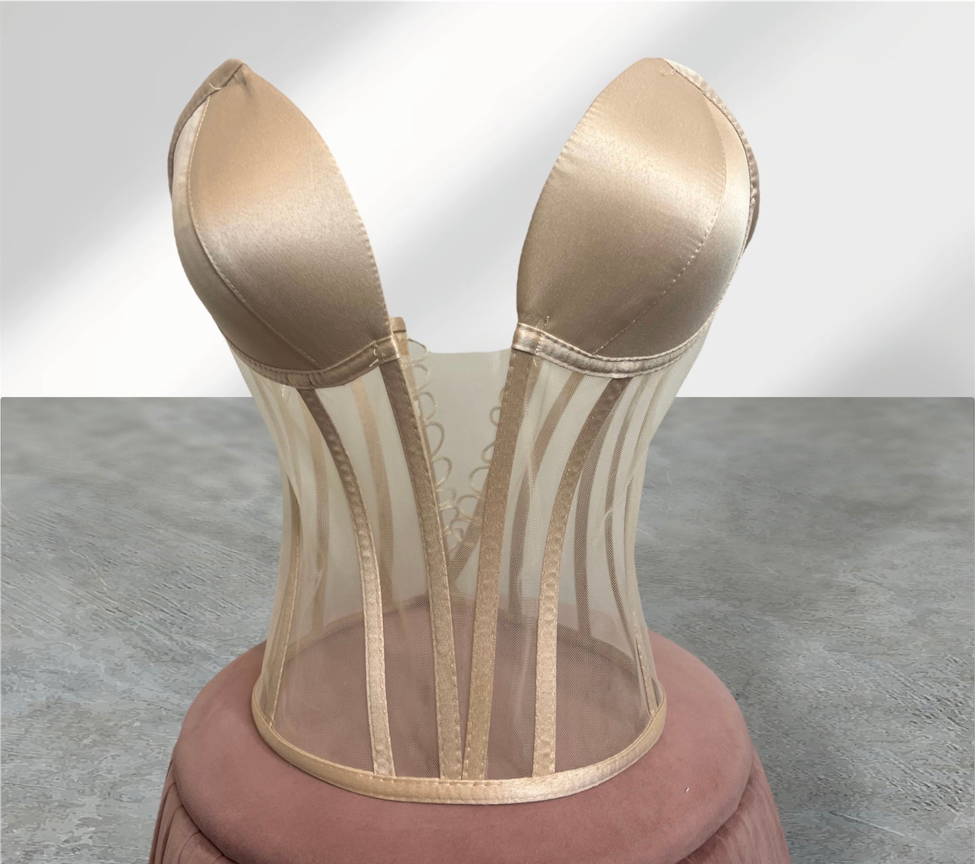 Beige corset with transparent cups