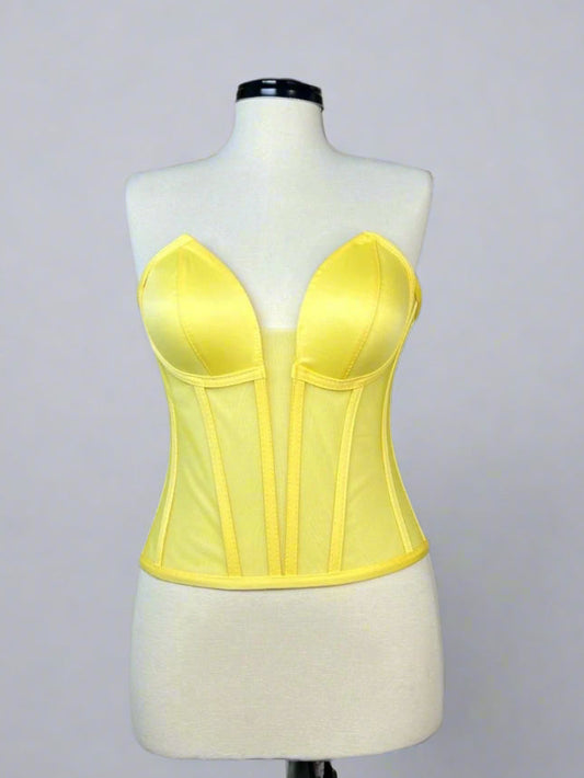 Yellow Deep V Transparent Corset