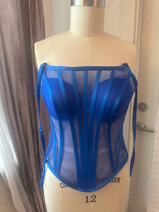 “Royal Blue" U Shaped Corset