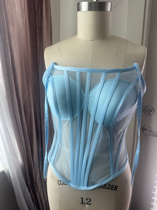 “Light Blue" U Shaped Corset