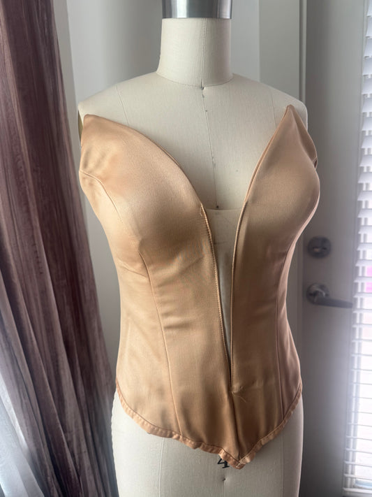 “Caramel" Deep V SATIN Corset