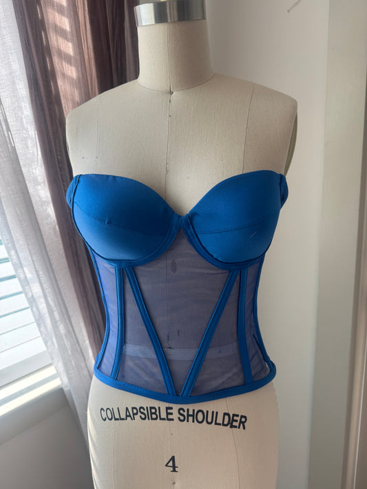 Royal Blue Sweetheart Transparent Corset