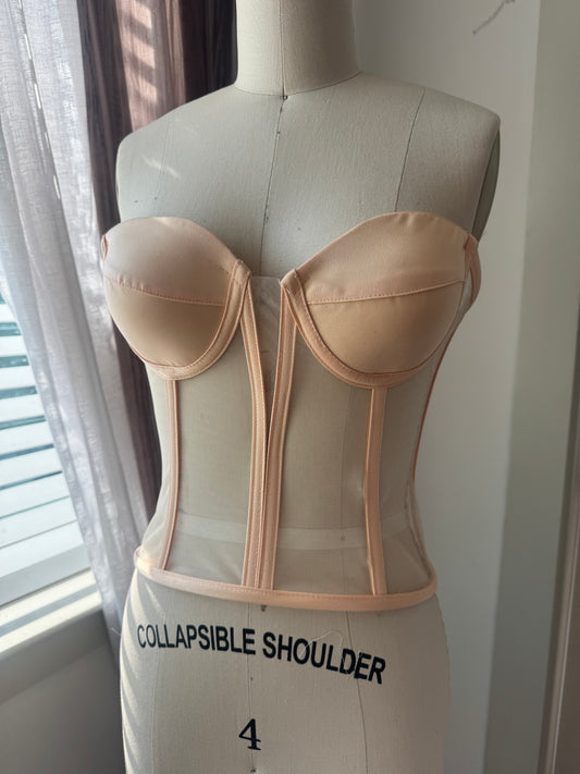 "Salmon" Sweetheart Open Neckline Corset