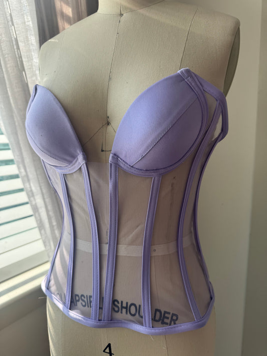 Purple Deep V Transparent Corset