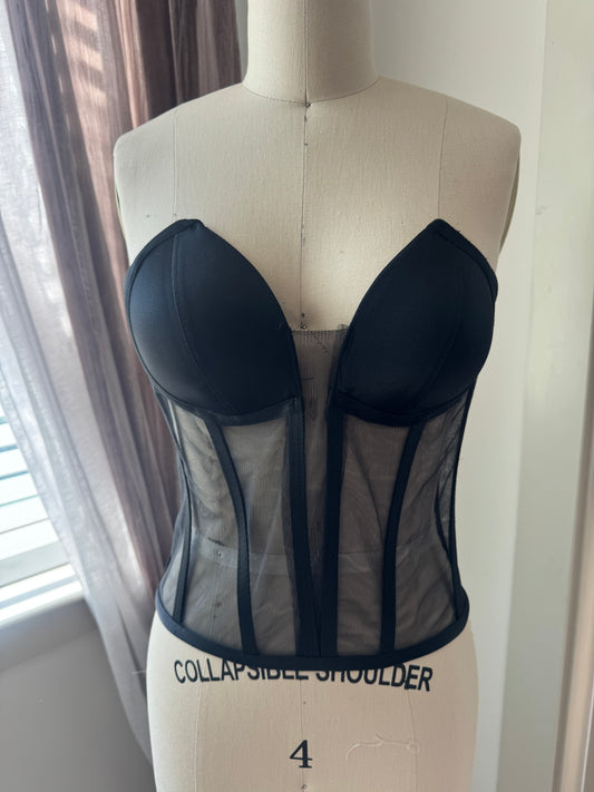 Black Deep V Transparent Corset