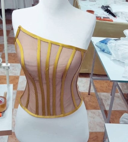 Gold Asymmetrical Transparent Corset